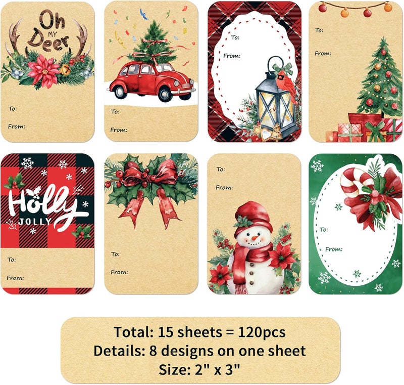 DreamBuilt 120pcs Tags - 2"x3" Name Tags Stickers for Presents - Christmas Gifts for Women, Men, Kids - Wrapping Paper, Decorations, Gift Bags - Image 2